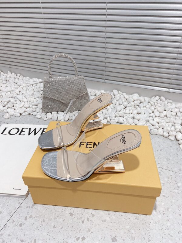 Fendi First Silver Transparent Medium-Heeled Sandals For Women