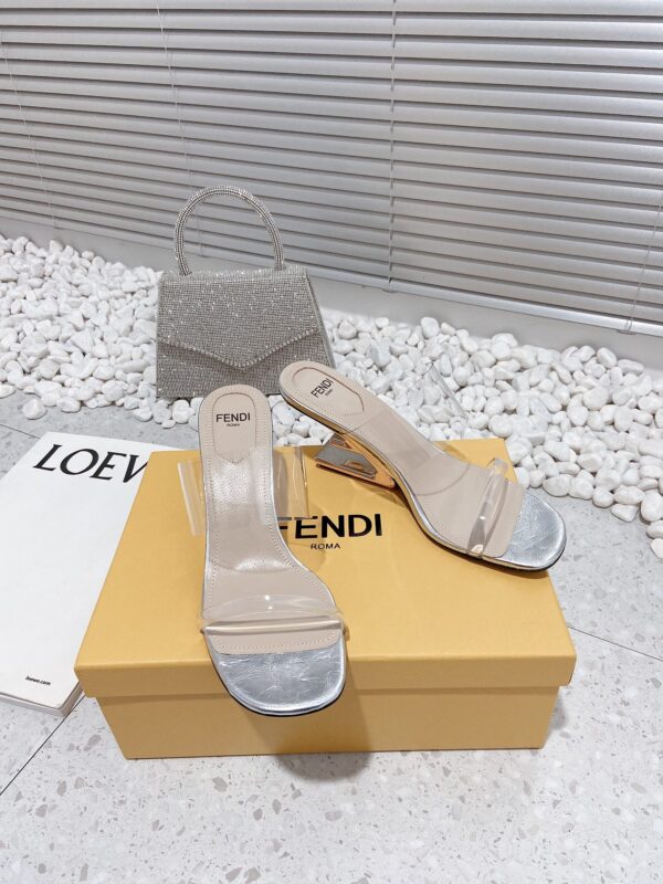 Fendi First Silver Transparent Medium-Heeled Sandals For Women