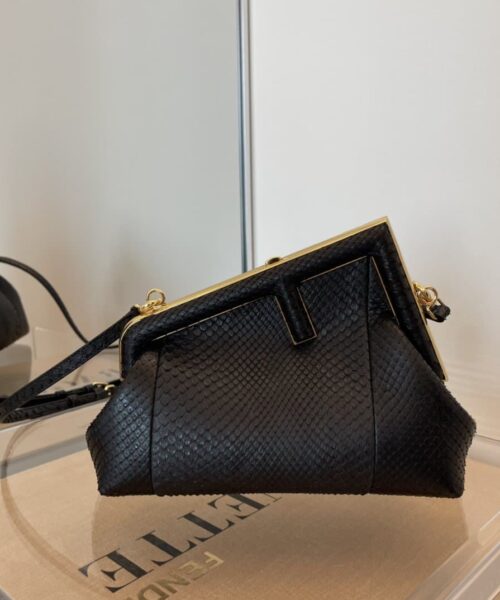 1:1 Replica Fendi First Small Black For Women, Women's Bags, Shoulder And Crossbody Bags 10.2in/26cm FF 8BP129A