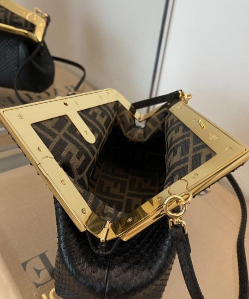 1:1 Replica Fendi First Small Black For Women, Women's Bags, Shoulder And Crossbody Bags 10.2in/26cm FF 8BP129A
