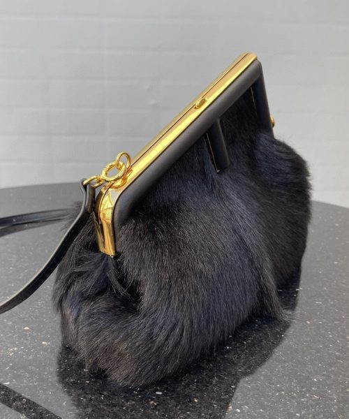 1:1 Replica Fendi First Small Black Fox Fur Bag For Woman 26cm/10in