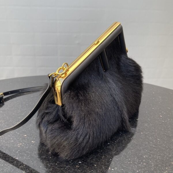 1:1 Replica Fendi First Small Black Fox Fur Bag For Woman 26cm/10in