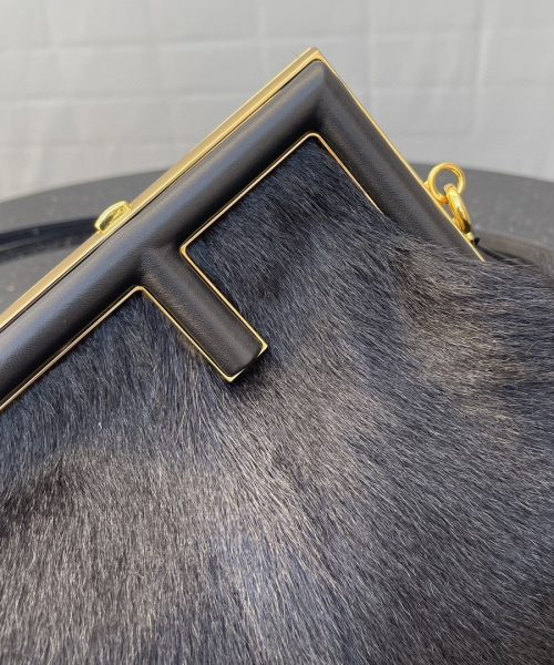 1:1 Replica Fendi First Small Black Fox Fur Bag For Woman 26cm/10in
