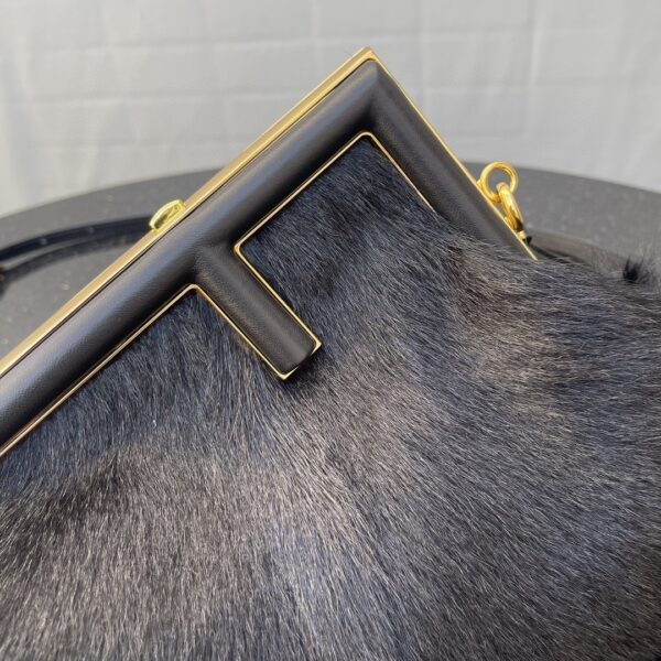 1:1 Replica Fendi First Small Black Fox Fur Bag For Woman 26cm/10in