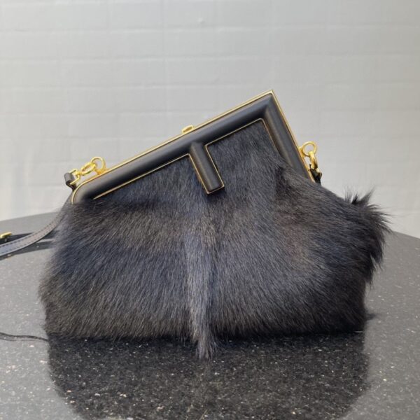 1:1 Replica Fendi First Small Black Fox Fur Bag For Woman 26cm/10in