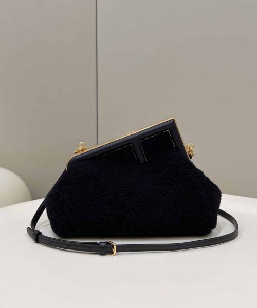 1:1 Replica Fendi First Small Black Mink Bag For Woman 26cm/10in