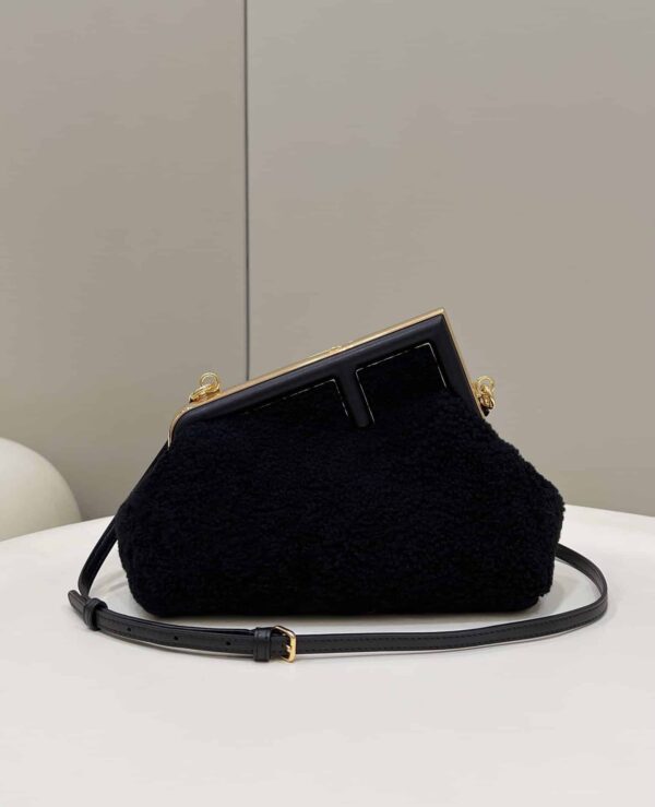 1:1 Replica Fendi First Small Black Mink Bag For Woman 26cm/10in