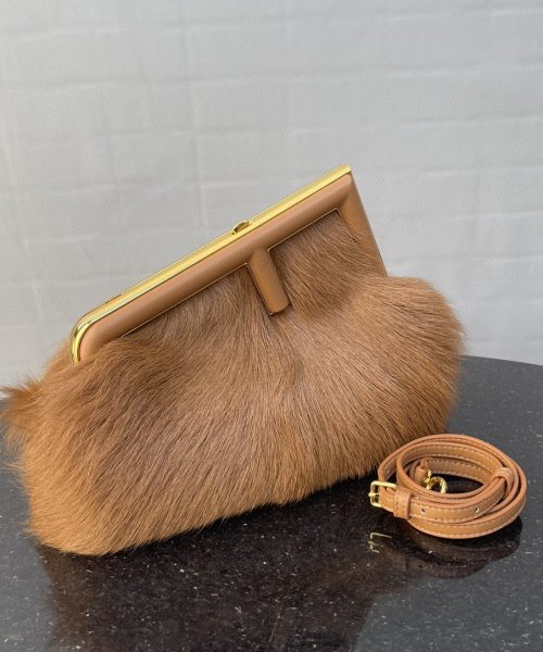 1:1 Replica Fendi First Small Brown Fox Fur Bag For Woman 26cm/10in
