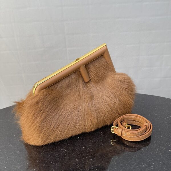 1:1 Replica Fendi First Small Brown Fox Fur Bag For Woman 26cm/10in