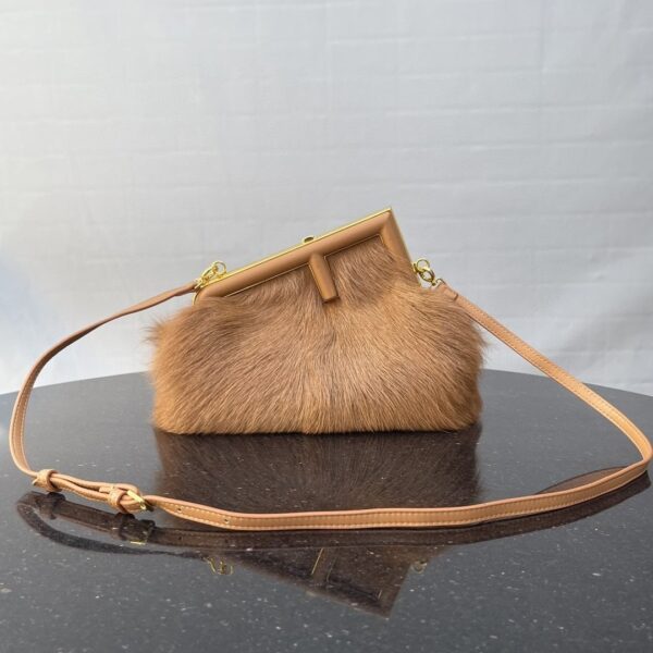 1:1 Replica Fendi First Small Brown Fox Fur Bag For Woman 26cm/10in