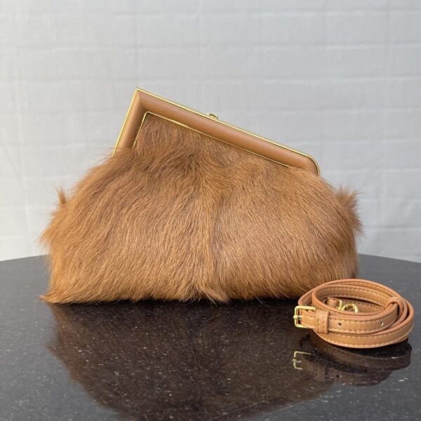 1:1 Replica Fendi First Small Brown Fox Fur Bag For Woman 26cm/10in
