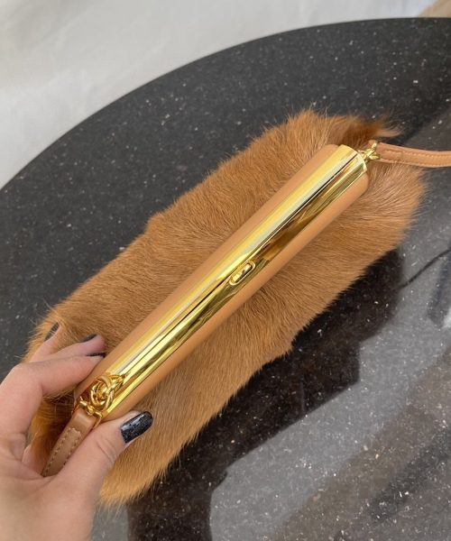 1:1 Replica Fendi First Small Brown Fox Fur Bag For Woman 26cm/10in