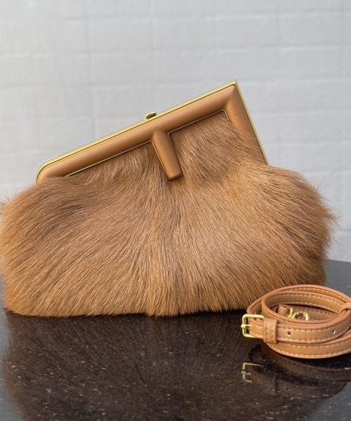 1:1 Replica Fendi First Small Brown Fox Fur Bag For Woman 26cm/10in