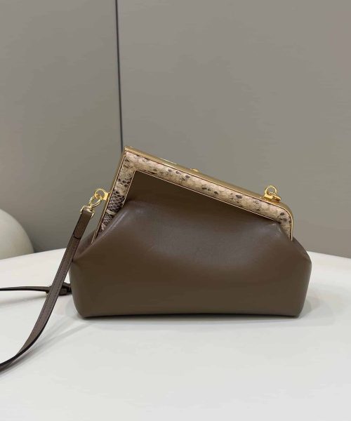 1:1 Replica Fendi First Small Dark Brown For Women, Women's HandBags, Shoulder And Crossbody Bags 10.2in/26cm FF 8BP129