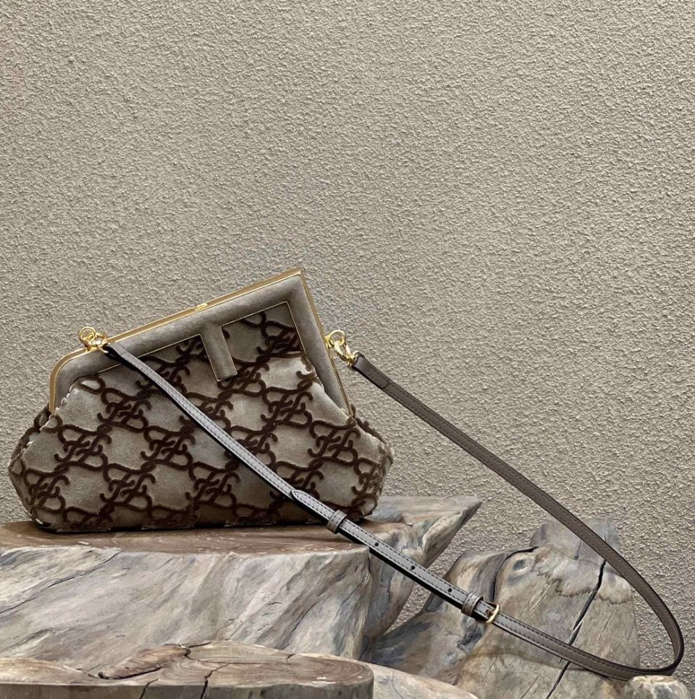 1:1 Replica Fendi First Small Gray Bag For Woman 26cm/10in - Image 7