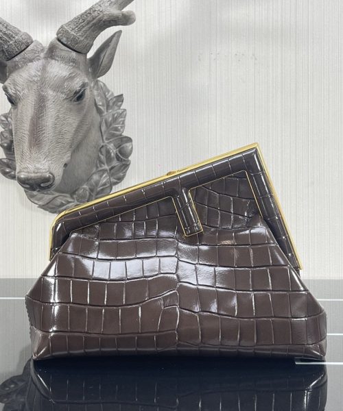 1:1 Replica Fendi First Small Gray Crocodile Bag For Woman 26cm/10in