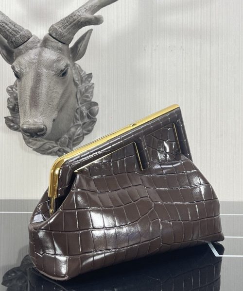 1:1 Replica Fendi First Small Gray Crocodile Bag For Woman 26cm/10in