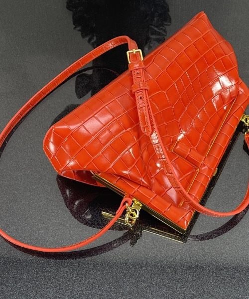 1:1 Replica Fendi First Small Orange Crocodile Bag For Woman 26cm/10in