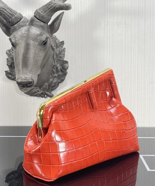 1:1 Replica Fendi First Small Orange Crocodile Bag For Woman 26cm/10in