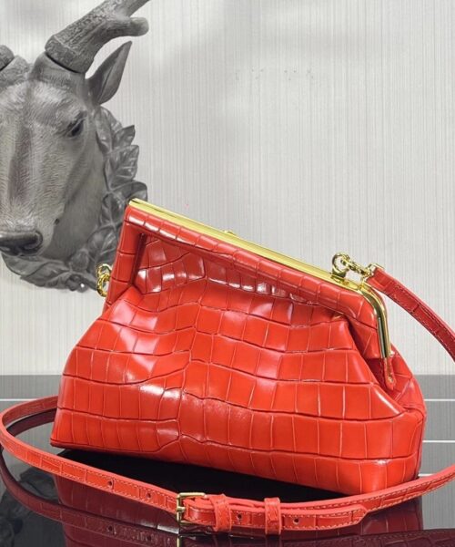 1:1 Replica Fendi First Small Orange Crocodile Bag For Woman 26cm/10in