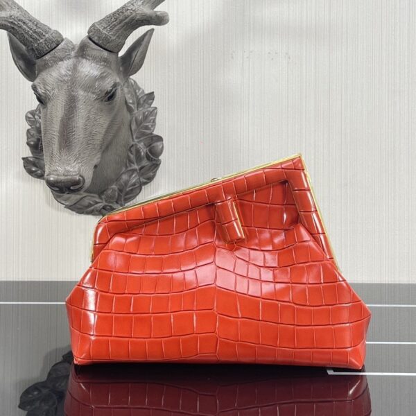 1:1 Replica Fendi First Small Orange Crocodile Bag For Woman 26cm/10in