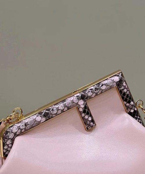 1:1 Replica Fendi First Small Pink and Pink python Bag For Woman 26cm/10in
