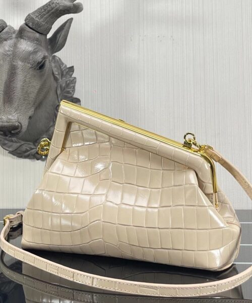 1:1 Replica Fendi First Small White Crocodile Bag For Woman 26cm/10in