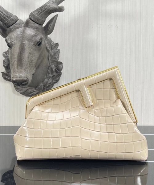 1:1 Replica Fendi First Small White Crocodile Bag For Woman 26cm/10in