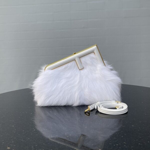 1:1 Replica Fendi First Small White Fox Fur Bag For Woman 26cm/10in