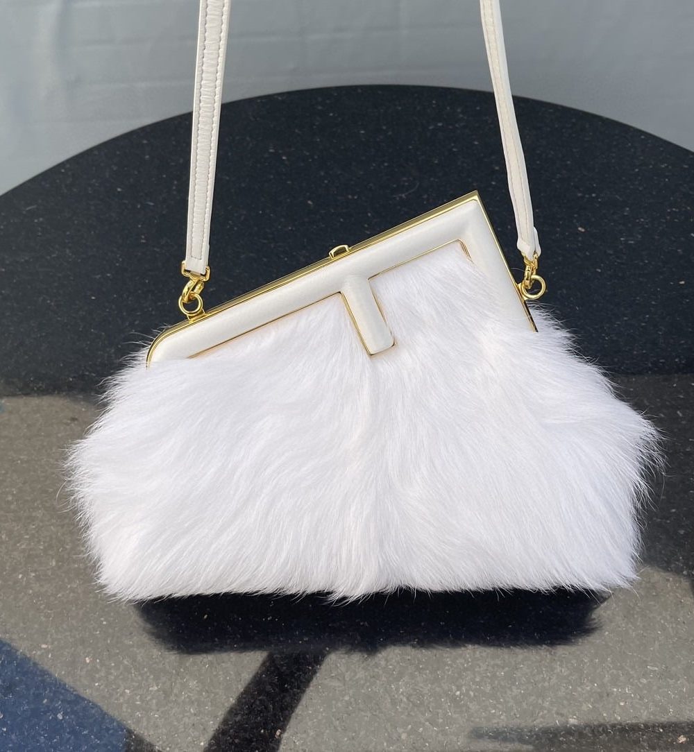 1:1 Replica Fendi First Small White Fox Fur Bag For Woman 26cm/10in
