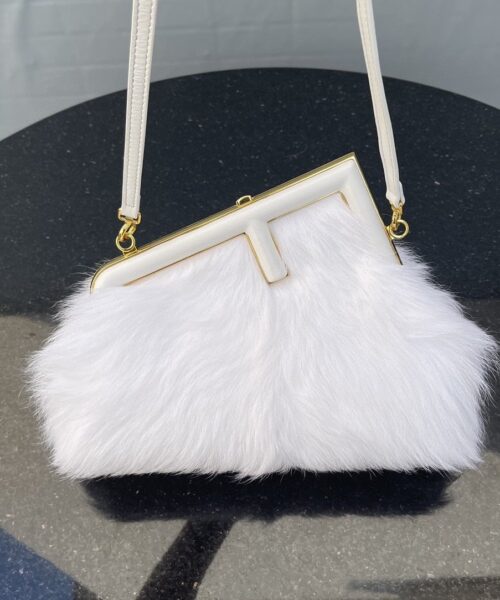 1:1 Replica Fendi First Small White Fox Fur Bag For Woman 26cm/10in