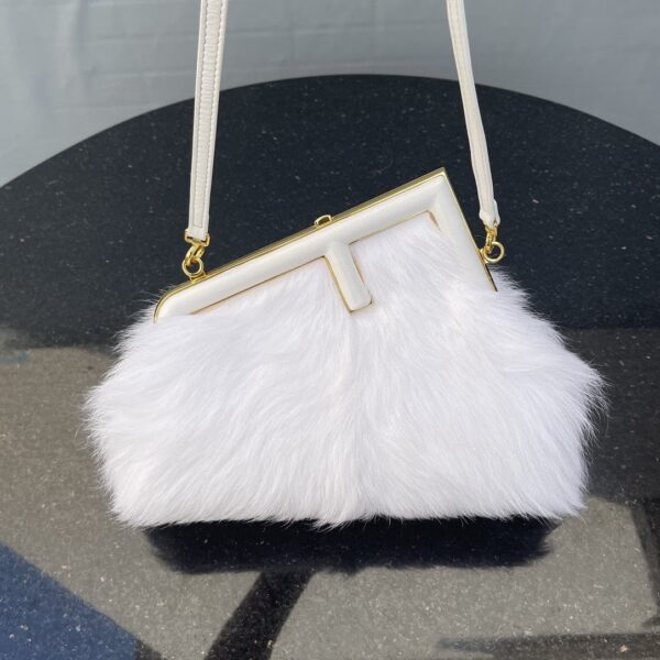 1:1 Replica Fendi First Small White Fox Fur Bag For Woman 26cm/10in