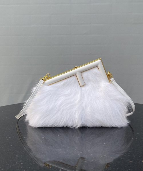 1:1 Replica Fendi First Small White Fox Fur Bag For Woman 26cm/10in