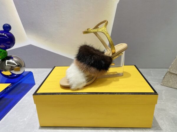 Fendi First White Mink High-Heeled Sandals For Women 8X8275AI11F1H00