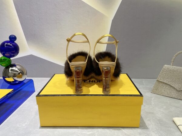 Fendi First White Mink High-Heeled Sandals For Women 8X8275AI11F1H00