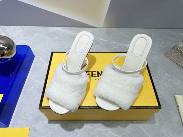 Fendi First White Sheepskin High-Heeled Sandals For Women 8R8212AHGJF0CA4