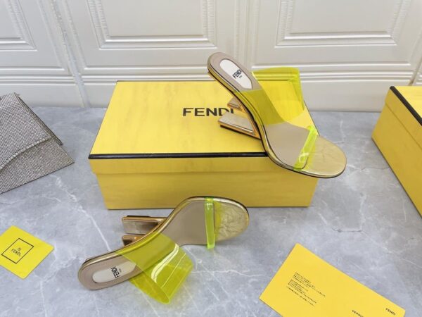 Fendi First Yellow Transparent High-Heeled Sandals For Women