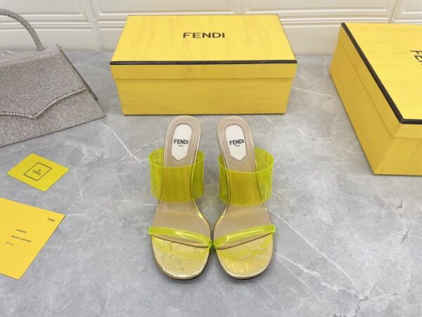 Fendi First Yellow Transparent High-Heeled Sandals For Women