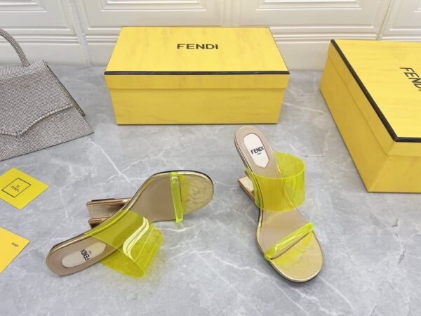 Fendi First Yellow Transparent High-Heeled Sandals For Women