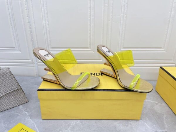 Fendi First Yellow Transparent High-Heeled Sandals For Women