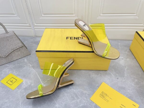 Fendi First Yellow Transparent High-Heeled Sandals For Women