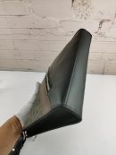 1:1 Replica Fendi Flat Pouch Black Fabric Pouch Grey Stripes For Men 27cm/10.5in FF