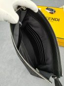 1:1 Replica Fendi Flat Pouch Black Fabric Pouch Yellow Stripes For Men 27cm/10.5in FF 7VA491A9XSF0R2A