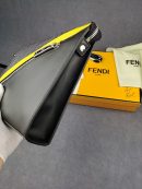 1:1 Replica Fendi Flat Pouch Black Fabric Pouch Yellow Stripes For Men 27cm/10.5in FF 7VA491A9XSF0R2A
