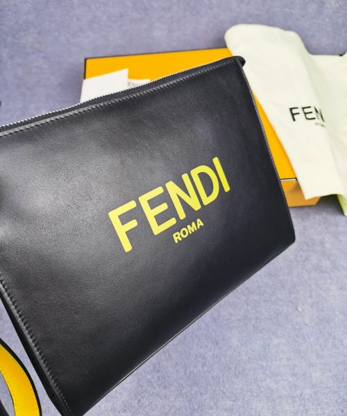 1:1 Replica Fendi Flat Pouch Black For Men 27cm/10.5in FF