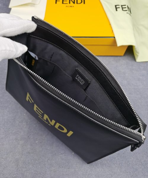 1:1 Replica Fendi Flat Pouch Black For Men 27cm/10.5in FF