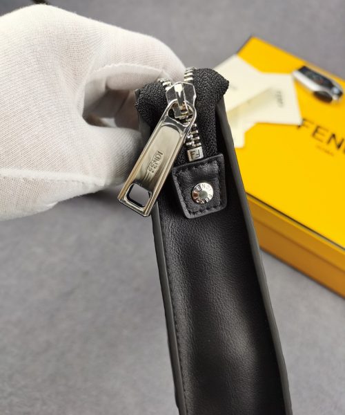 1:1 Replica Fendi Flat Pouch Black Nappa Pouch For Men 27cm/10.5in FF 7VA491A72VF0GXN