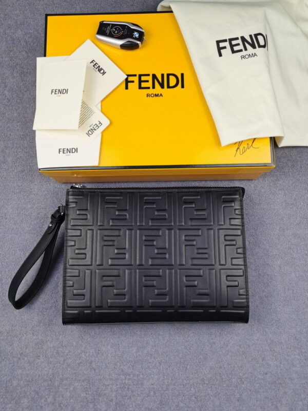 Fendi Flat Pouch Black Nappa Pouch For Men 27cm/10.5in FF 7VA491A72VF0GXN