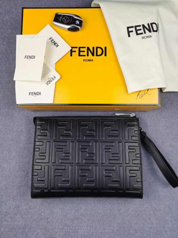 Fendi Flat Pouch Black Nappa Pouch For Men 27cm/10.5in FF 7VA491A72VF0GXN