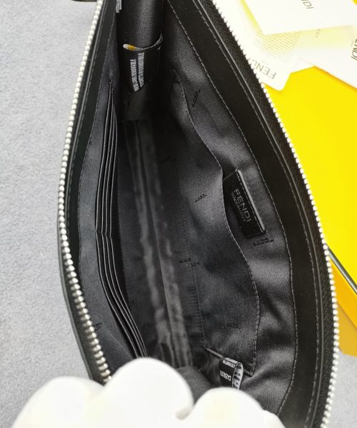 1:1 Replica Fendi Flat Pouch Black Nappa Pouch For Men 27cm/10.5in FF 7VA491A72VF0GXN